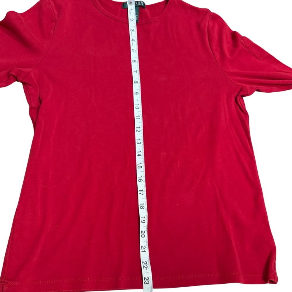 Lauren Ralph Lauren Red Long Sleeve Top‎ XL | Classic Cotton Essential - Picture 8 of 9